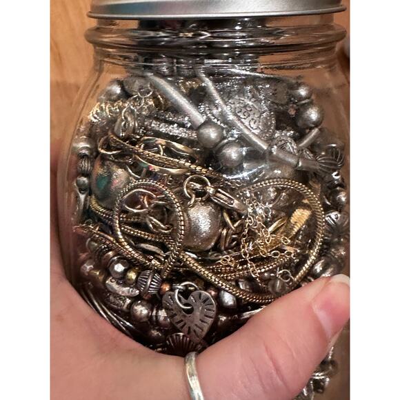 Mystery Jewelry Jar - Mixed Metals Silver Gold 55 Pieces - Picture 6 of 13